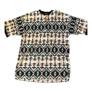 Vintage Wrangler Aztec Southwestern Henley short sleeve 90s shirt Size Large